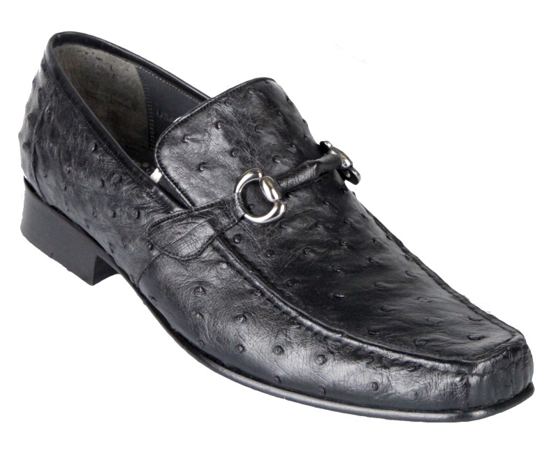 Los Altos Black Genuine Stingray & Ostrich Shoes With Laces ZV031105 - Click Image to Close